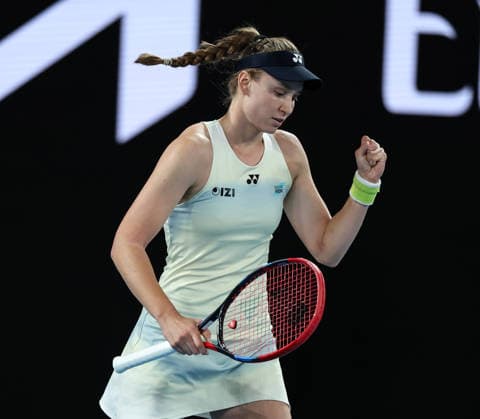 (260131) -- MELBOURNE, Jan. 31, 2026 -- Elena Rybakina reacts during the women s singles final between Elena Rybakina of Kazakhstan and Aryna Sabalenka of Belarus at the Australian Open tennis tournament in Melbourne, Australia, Jan. 31, 2026. ) (SP)AUSTRALIA-MELBOURNE-TENNIS-AUSTRALIAN OPEN-WOMEN S SINGLES-FINAL MaxPing 
