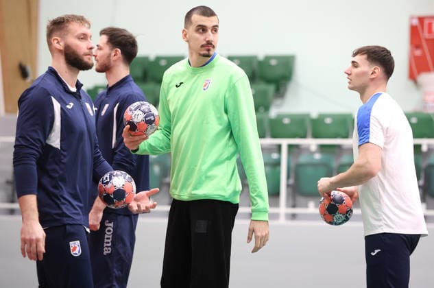 Croatia training: Men s EHF EURO Zlatko Rauzan, Matej Mandic and Josip Simic of Croatia during training session at Sportscenter on January 31, 2026. in Herning, Denmark.  SanjinxStrukic PIXSELL