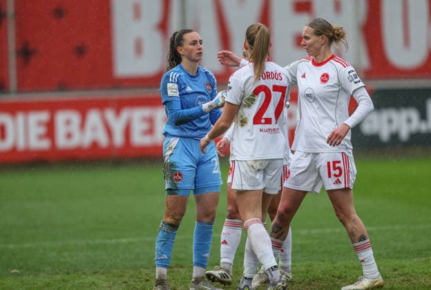 GER, Leverkusen, Bayer Leverkusen vs 1. FC Nürnberg, Google Pixel Frauen Bundesliga, Fussball, DFB, Spielzeit 2025 2026, Ulrich-Haberland-Stadion, 16. Spieltag im Bild: Lourdes Romero (1. FC Nürnberg Frauen 25) nach einer Parade DFB DFL REGULATIONS PROHIBIT ANY USE OF PHOTOGRAPHS AS IMAGE SEQUENCES AND OR QUASI-VIDEO, 31.01.2026 Copyright: HMBxMedia HendrikxHamelau