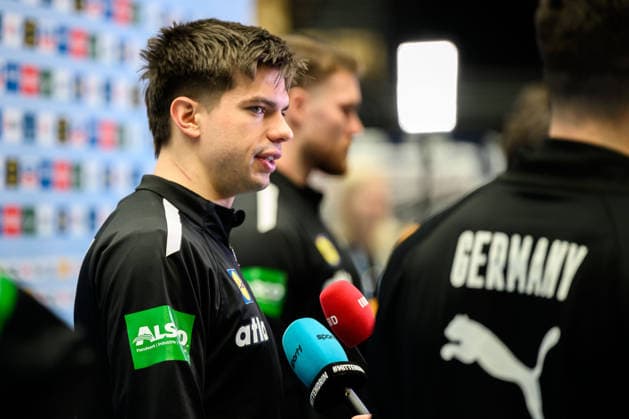 Herning: Handball EM 2026 - Media Day - Deutschland Renars Uscins (Deutschland) Herning Jyske Bank Boxen Daenemark