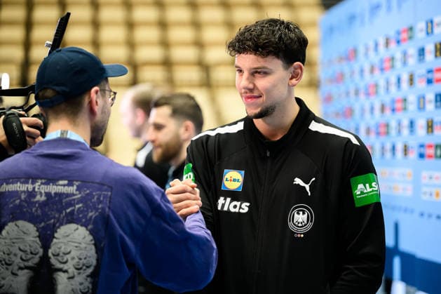Herning: Handball EM 2026 - Media Day - Deutschland Marko Grgic (Deutschland) Herning Jyske Bank Boxen Daenemark