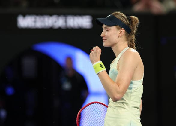 Elena Rybakina (KAZ), Ladies Singles, Endspiel, Final, Australian Open 2026 Melbourne Park, Melbourne, Victoria, Australia.., Elena Rybakina (KAZ) jubelt nach ihrem Sieg Copyright: xJuergenxHasenkopfx