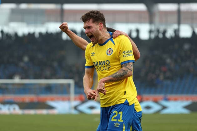 Braunschweig vs. Karlsruhe, 2. BL Braunschweig, 31.01.2026, Fußball, Herren, 2. BL, Saison 2025 2026, Eintracht Braunschweig vs. Karlsruher SC: Kevin Ehlers (Eintracht Braunschweig) jubelt nach seinem Kopfballtor zum 1:0 (DFL DFB REGULATIONS PROHIBIT ANY USE OF PHOTOGRAPHS as IMAGE SEQUENCES and or QUASI-VIDEO) Stadion an der Hamburger Straße Niedersachsen Deutschland