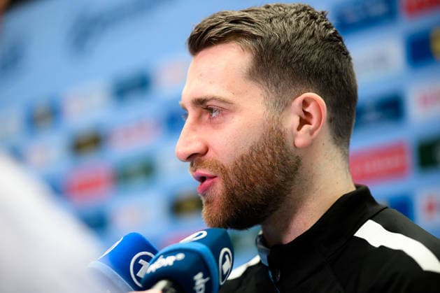 Herning: Handball EM 2026 - Media Day - Deutschland Lukas Mertens (Deutschland) Herning Jyske Bank Boxen Daenemark