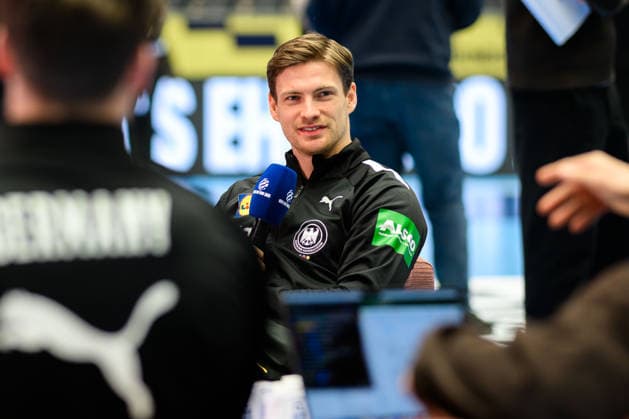 Herning: Handball EM 2026 - Media Day - Deutschland Rune Dahmke (Deutschland) Herning Jyske Bank Boxen Daenemark