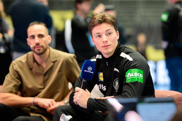 Herning: Handball EM 2026 - Media Day - Deutschland Nils Lichtlein (Deutschland) Herning Jyske Bank Boxen Daenemark