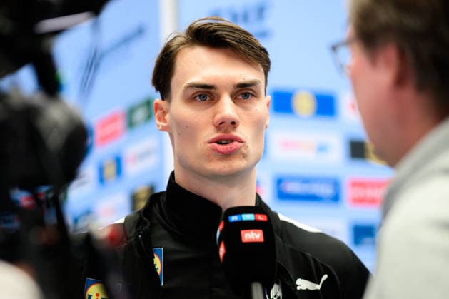 Herning: Handball EM 2026 - Media Day - Deutschland Miro Schluroff (Deutschland) Herning Jyske Bank Boxen Daenemark