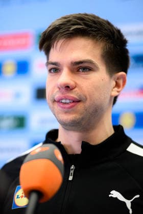 Herning: Handball EM 2026 - Media Day - Deutschland Renars Uscins (Deutschland) Herning Jyske Bank Boxen Daenemark