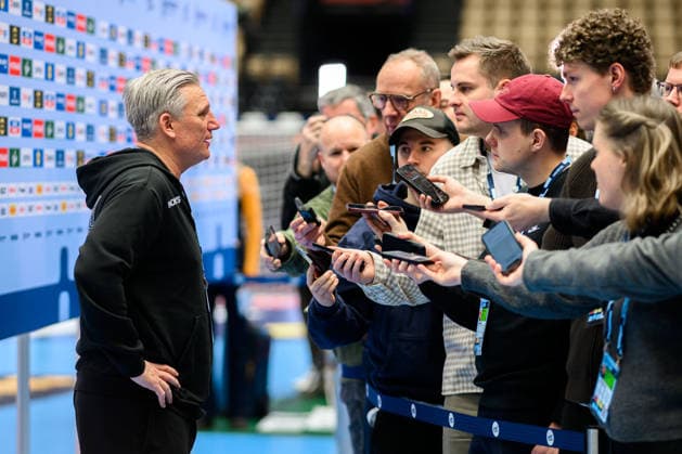 Herning: Handball EM 2026 - Media Day - Deutschland Daenemarks Trainer Nikolaj Jacobsen Herning Jyske Bank Boxen Daenemark