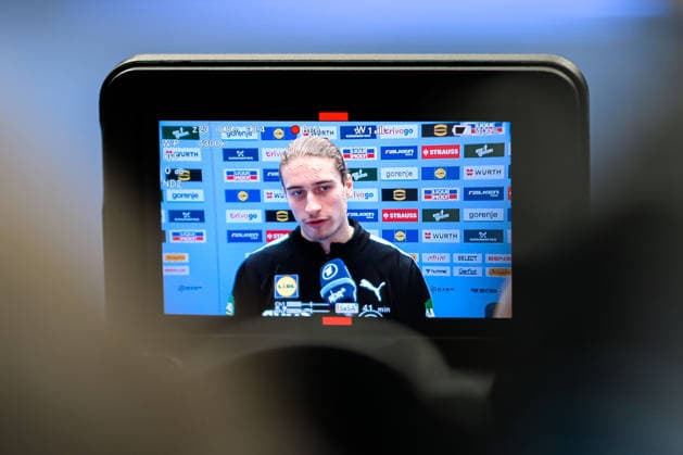 Herning: Handball EM 2026 - Media Day - Deutschland Juri Knorr (Deutschland) Herning Jyske Bank Boxen Daenemark