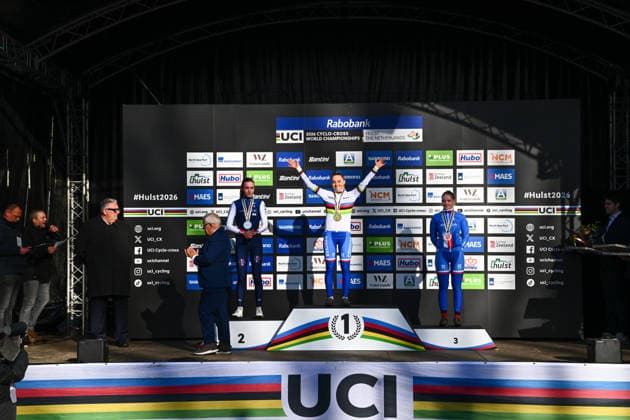 2026 UCI Cyclo-cross World Championships Picture by - 30 01 2026 - Cycling - 2026 UCI Cyclo-cross World Championships - Hulst, Zeeland, Netherlands - Women™s Junior - Podium - Winner Barbora Bukovska (Czechia), 2nd Place Lise Reyol (France), Third Place Lucie Grohova (Czechia) Copyright: x xSWpix.comx(t axPhotographyxHubxLtd)xx SWP-3176-0084