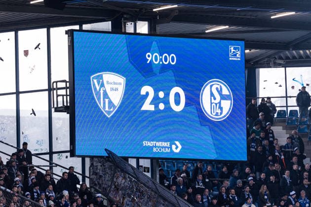 2. Fussball Bundesliga, VfL Bochum - FC Schalke 04; 31.01.2026 Ende in Bochum 2:0 Bildschirmanzeige 2. Fussball Bundesliga, VfL Bochum - FC Schalke 04, Bochum, VONONVIA Ruhrstadion, 31.01.2026 DFL REGULATIONS PROHIBIT ANY USE OF PHOTOGRAPHS AS IMAGE SEQUENCES AND OR QUASI-VIDEO.