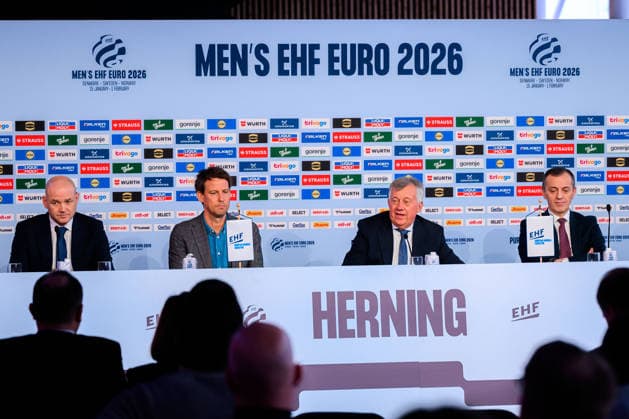 Herning: Handball EM 2026 - Media Day - Deutschland Abschluss Pressekonferenz Herning Jyske Bank Boxen Daenemark