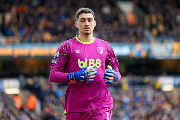 Goalkeeper Djordje Petrovic (1 Bournemouth) in action during the Premier League football match between Wolverhampton Wanderers and Bournemouth at Molineux stadium in Wolverhampton, England Copyright: xNataliexMincher SPPx Sportspressphoto_SPR87222