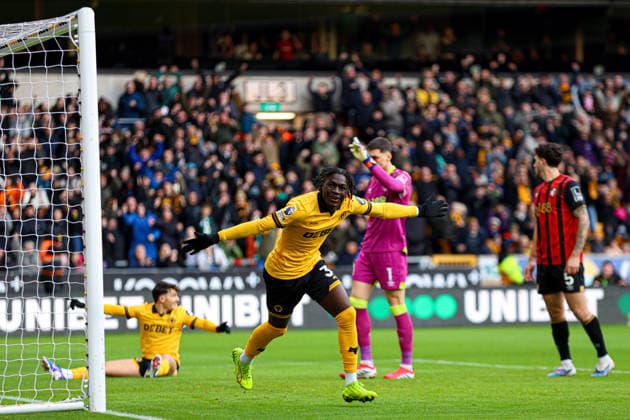 Mateus Mane (36 Wolves) celebrates until goal is ruled off for offside during the Premier League football match between Wolverhampton Wanderers and Bournemouth at Molineux stadium in Wolverhampton, England Copyright: xNataliexMincher SPPx Sportspressphoto_SPR87226
