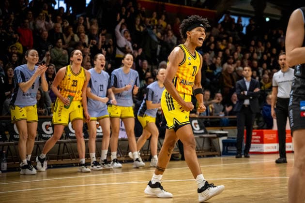 Basketball Berlin 31.01.2026 Saison 2025 2026 DBBL 1. Bundesliga Alba Berlin - Saarlouis Royals Deeshyra Thomas (Alba, No.21) Jubel
