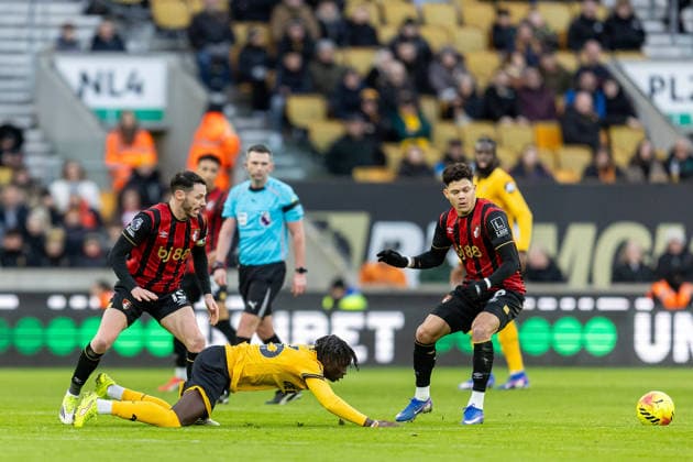 Wolverhampton Wanderers v Bournemouth, Premier League Wolverhampton Wanderers midfielder Mateus Mane (36) fouled during the Premier League match between Wolverhampton Wanderers and Bournemouth at Molineux, Wolverhampton, UK on 31 January 2026. Wolverhampton Molineux West Midlands UK Editorial use only DataCo restrictions apply See www.football-dataco.com , Copyright: xManjitxNarotrax PSI-23661-0024