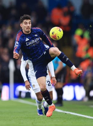 Leeds, England, 31st January 2026. Kai Havertz of Arsenal in action during the Leeds United vs Arsenal Premier League match at Elland Road, Leeds. Picture credit should read: Jessica Hornby Sportimage EDITORIAL USE ONLY. No use with unauthorised audio, video, data, fixture lists, club league logos or live services. Online in-match use limited to 120 images, no video emulation. No use in betting, games or single club league player publications. SPI_060_JH_LEEDS_ARSENAL SPI-4494-0060