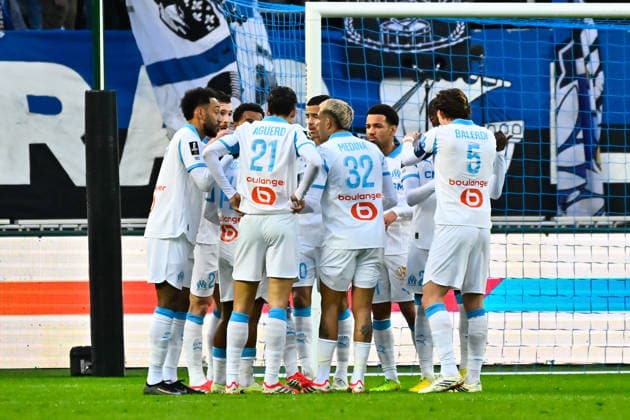 FOOTBALL : Paris FC vs Marseille - Ligue 1 - 31 01 2026 Mason Greenwood ( 10 - Olympique Marseille ) celebrates with teammates during the Ligue 1 match between Paris FC and Olympique de Marseille at Stade Jean Bouin on January 31, 2026 in Paris, France. ( Photo by Federico Pestellini PsnewZ ) - ParisFrance  Copyright: xFedericoxPestellinix