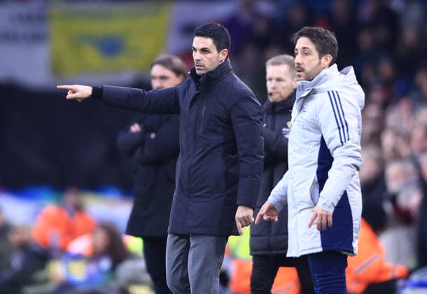Leeds, England, 31st January 2026. Mikel Arteta manager of Arsenal reacts on the touchline during the Leeds United vs Arsenal Premier League match at Elland Road, Leeds. Picture credit should read: Jessica Hornby Sportimage EDITORIAL USE ONLY. No use with unauthorised audio, video, data, fixture lists, club league logos or live services. Online in-match use limited to 120 images, no video emulation. No use in betting, games or single club league player publications. SPI_063_JH_LEEDS_ARSENAL SPI-4494-0065