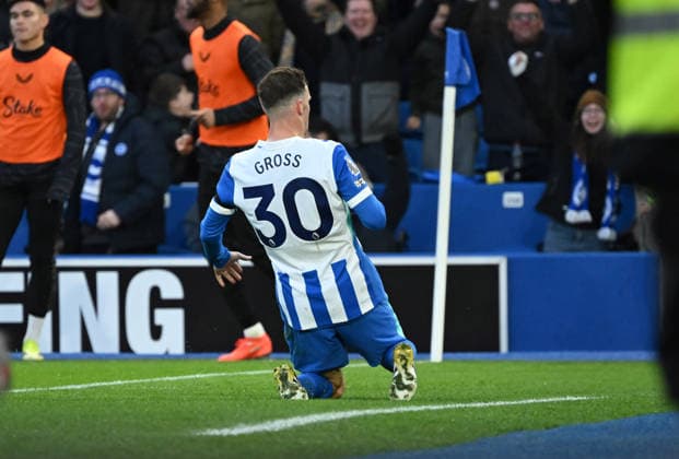 Pascal Gross of Brighton celebrates after he scores during the Premier League match between Brighton and Hove Albion and Everton at the American Express Stadium, Brighton UK - Saturday 31st January 2026 Brighton v Everton Premier League Football, Amex Stadium, Sussex, UK - 31 Jan 2026Brighton Amex Stadium Sussex United Kingdom Editorial use only. No merchandising. For Football images FA and Premier League restrictions apply inc. no internet mobile usage without FAPL license - for details contact Football Dataco  Copyright: xLizxFinlayson TPI Shutterstockx 16497437ae