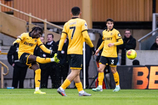 31st January 2026; Molineux Stadium, Wolverhampton, West Midlands, England; Premier League Football, Wolverhampton Wanderers versus Bournemouth; Mateus Mane of Wolverhampton Wanderers shoots at goal  GodfreyxPitt Content restricted for UK based newspaper