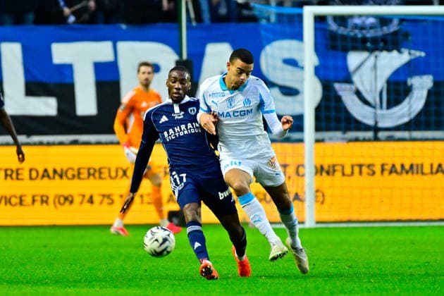FOOTBALL : Paris FC vs Marseille - Ligue 1 - 31 01 2026 Alimami GORY ( 7 - PFC ) and Mason Greenwood ( 10 - Olympique Marseille ) during the Ligue 1 match between Paris FC and Olympique de Marseille at Stade Jean Bouin on January 31, 2026 in Paris, France. ( Photo by Federico Pestellini PsnewZ ) - ParisFrance  Copyright: xFedericoxPestellinix