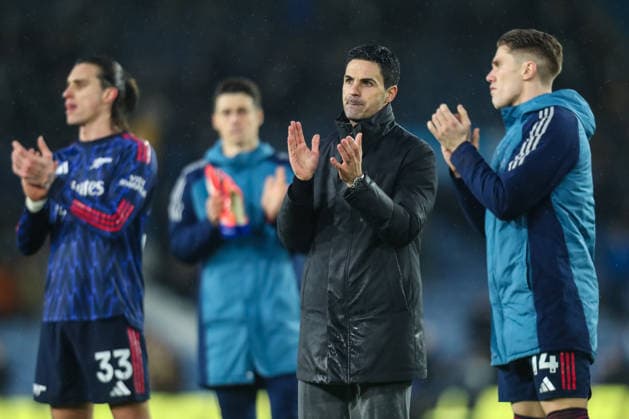 Leeds United v Arsenal, Premier League Mikel Arteta Manager Of Arsenal applauds the fans during the Leeds United v Arsenal Premier League match at Elland Road, Leeds, England on 31 January 2026 Credit: Lee Keuneke Every Second Media Editorial use only. All images are copyright Every Second Media Limited. No images may be reproduced without prior permission. All rights reserved. Premier League and Football League images are subject to licensing agreements with Football DataCo Limited. see https: www.football-dataco.com Copyright: xIMAGO EveryxSecondxMediax ESM-1781-0080 LeexKeunekex xEveryxSecondxMediax