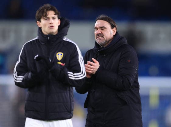 Leeds, England, 31st January 2026. Dejected Daniel Farke manager of Leeds United during the Leeds United vs Arsenal Premier League match at Elland Road, Leeds. Picture credit should read: Jessica Hornby Sportimage EDITORIAL USE ONLY. No use with unauthorised audio, video, data, fixture lists, club league logos or live services. Online in-match use limited to 120 images, no video emulation. No use in betting, games or single club league player publications. SPI_088_JH_LEEDS_ARSENAL SPI-4494-0085