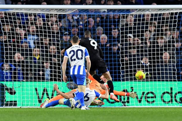 Brighton and Hove Albion v Everton, Premier League GOAL 1-1 scored by Beto Forward of Everton FC during the Premier League match between Brighton and Hove Albion and Everton at the American Express Stadium, Brighton and Hove, UK on 31 January 2026. Brighton and Hove American Express Stadium East Sussex UK Editorial use only DataCo restrictions apply See www.football-dataco.com , Copyright: xJeffxMoodx PSI-23658-0052