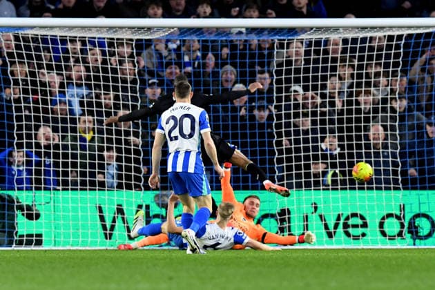 Brighton and Hove Albion v Everton, Premier League GOAL 1-1 scored by Beto Forward of Everton FC during the Premier League match between Brighton and Hove Albion and Everton at the American Express Stadium, Brighton and Hove, UK on 31 January 2026. Brighton and Hove American Express Stadium East Sussex UK Editorial use only DataCo restrictions apply See www.football-dataco.com , Copyright: xJeffxMoodx PSI-23658-0053