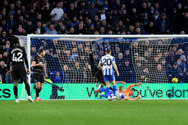 Brighton and Hove Albion v Everton, Premier League GOAL 1-1 scored by Beto Forward of Everton FC during the Premier League match between Brighton and Hove Albion and Everton at the American Express Stadium, Brighton and Hove, UK on 31 January 2026. Brighton and Hove American Express Stadium East Sussex UK Editorial use only DataCo restrictions apply See www.football-dataco.com , Copyright: xJeffxMoodx PSI-23658-0055