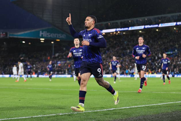 Football - Premier League - Leeds United v Arsenal 31st January 2026 - Premier League - Leeds United v Arsenal - Gabriel Jesus of Arsenal celebrates after scoring their 4th goal - Photo: Simon Stacpoole Offside. Leeds UK Copyright: xSimonxStacpoolexOffside