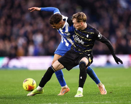 Brighton and Hove Albion v Everton 31 January 2026, Brighton - Premier League Football - Brighton and Hove Albion v Everton - Yasin Ayari of Brighton & Hove Albion and James Garner of Everton - Photo: Jacques Feeney Offside. Brighton UK Copyright: xJacquesxFeeneyx xOffsidexOffside