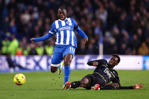 Brighton and Hove Albion v Everton 31 January 2026, Brighton - Premier League Football - Brighton and Hove Albion v Everton - Yankuba Minteh of Brighton & Hove Albion and Tim Iroegbunam of Everton - Photo: Jacques Feeney Offside. Brighton UK Copyright: xJacquesxFeeneyx xOffsidexOffside