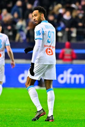 FOOTBALL : Paris FC vs Marseille - Ligue 1 - 31 01 2026 Pierre Emerick Aubameyang ( 97 - Olympique Marseille ) celebrates after scoring during the Ligue 1 match between Paris FC and Olympique de Marseille at Stade Jean Bouin on January 31, 2026 in Paris, France. ( Photo by Federico Pestellini PsnewZ ) - ParisFrance  Copyright: xFedericoxPestellinix