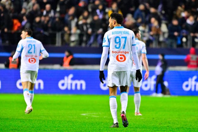 FOOTBALL : Paris FC vs Marseille - Ligue 1 - 31 01 2026 Pierre Emerick Aubameyang ( 97 - Olympique Marseille ) celebrates after scoring during the Ligue 1 match between Paris FC and Olympique de Marseille at Stade Jean Bouin on January 31, 2026 in Paris, France. ( Photo by Federico Pestellini PsnewZ ) - ParisFrance  Copyright: xFedericoxPestellinix
