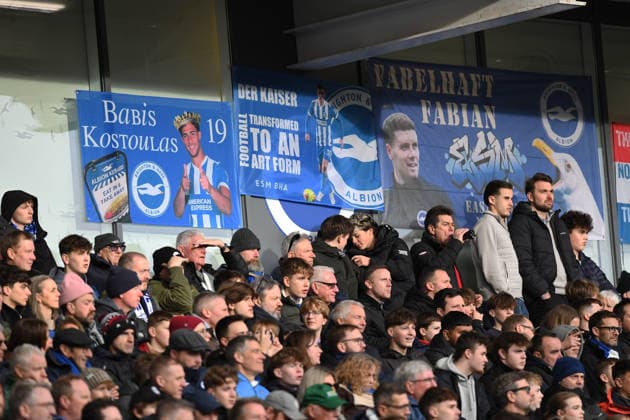 Brighton and Hove Albion v Everton, Premier League Banners in the Brighton supporters stand showing support for their team during the Premier League match between Brighton and Hove Albion and Everton at the American Express Stadium, Brighton and Hove, UK on 31 January 2026. Brighton and Hove American Express Stadium East Sussex UK Editorial use only DataCo restrictions apply See www.football-dataco.com , Copyright: xJeffxMoodx PSI-23658-0071
