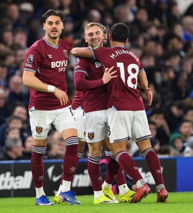 Chelsea v West Ham United - Premier League - Stamford Bridge - London. Chelsea v West Ham United - Premier League - Stamford Bridge - London. Jarrod Bowern celebrates his early goal for West Ham.. Picture : Mark Pain LONDON England  Copyright: xMarkxPainx