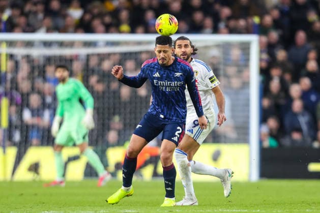 Leeds United v Arsenal, Premier League William Saliba Of Arsenal heads the ball during the Leeds United v Arsenal Premier League match at Elland Road, Leeds, England on 31 January 2026 Credit: Lee Keuneke Every Second Media Editorial use only. All images are copyright Every Second Media Limited. No images may be reproduced without prior permission. All rights reserved. Premier League and Football League images are subject to licensing agreements with Football DataCo Limited. see https: www.football-dataco.com Copyright: xIMAGO EveryxSecondxMediax ESM-1781-0092 LeexKeunekex xEveryxSecondxMediax