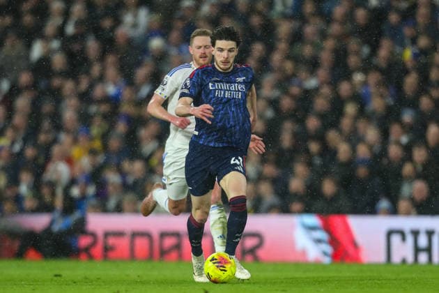 Leeds United v Arsenal, Premier League Declan Rice Of Arsenal in action during the Leeds United v Arsenal Premier League match at Elland Road, Leeds, England on 31 January 2026 Credit: Lee Keuneke Every Second Media Editorial use only. All images are copyright Every Second Media Limited. No images may be reproduced without prior permission. All rights reserved. Premier League and Football League images are subject to licensing agreements with Football DataCo Limited. see https: www.football-dataco.com Copyright: xIMAGO EveryxSecondxMediax ESM-1781-0105 LeexKeunekex xEveryxSecondxMediax