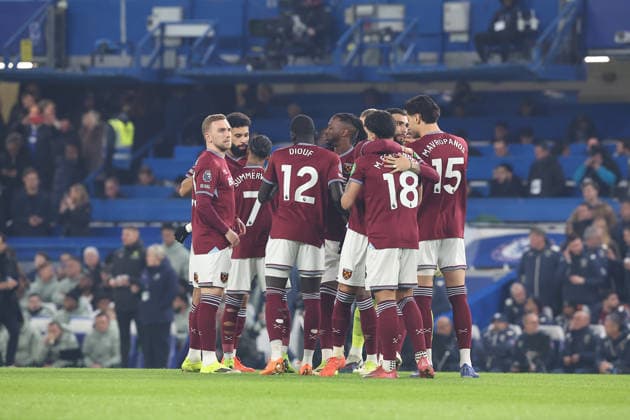 31st January 2026; Stamford Bridge, Chelsea, London, England: Premier League Football, Chelsea versus West Ham United; West Ham United starting players gather before the start of the match  KatiexChan Content restricted for UK based newspaper
