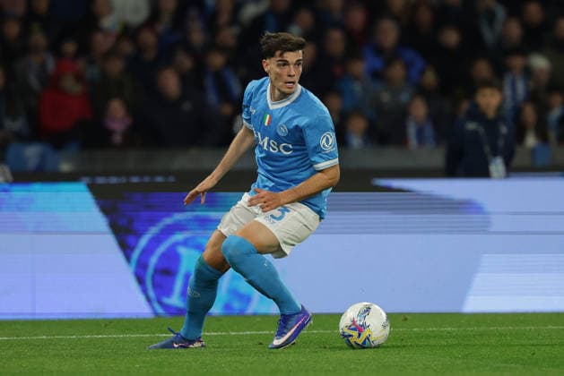 Napoli™s Miguel Gutierrez during the Serie A soccer match between Napoli and Fiorentina at the Diego Armando Maradona Stadium in Naples, southern italy - Saturday , January 31 , 2026. - Soccer .  Copyright: xAlessandroxGarofalo LaPressex