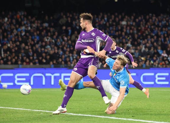Serie A football match - Napoli vs. Fiorentina 2025 26 Rasmus Hoyland of SSC Napoli During the football match on January 31, 2026, valid for the Italian Serie A - 2025 26 championship in Naples at the Diego Armando Maradona Stadium between SSC Napoli and AC Fiorentina. Pictured: NAPOLI stadio Diego Armando Maradona CAMPANIA ITALIA Copyright: xFABIOxSASSOxFabioxSassox Napoli Fiorentina2026_01_31Fabio Sasso6468