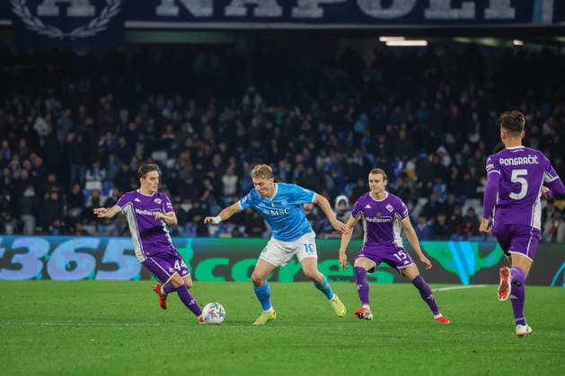 Serie A football match - Napoli vs. Fiorentina 2025 26 Rasmus Hoyland of SSC Napoli During the football match on January 31, 2026, valid for the Italian Serie A - 2025 26 championship in Naples at the Diego Armando Maradona Stadium between SSC Napoli and AC Fiorentina. Pictured: NAPOLI stadio Diego Armando Maradona CAMPANIA ITALIA Copyright: xFABIOxSASSOxFabioxSassox Napoli Fiorentina2026_01_31Fabio Sasso6540