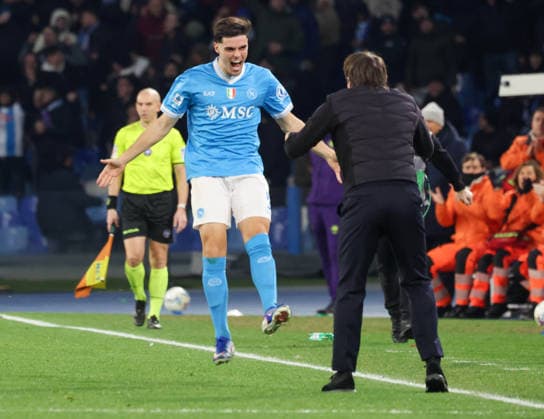 Serie A football match - Napoli vs. Fiorentina 2025 26 Goal the Miguel Gutierrez of SSC Napoli During the football match on January 31, 2026, valid for the Italian Serie A - 2025 26 championship in Naples at the Diego Armando Maradona Stadium between SSC Napoli and AC Fiorentina. Pictured: NAPOLI stadio Diego Armando Maradona CAMPANIA ITALIA Copyright: xFABIOxSASSOxFabioxSassox Napoli Fiorentina2026_01_31Fabio Sasso6571