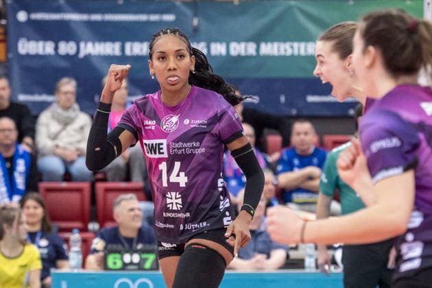 Alianza Darley (Schwarze-Weiss Erfurt, 14) GER, Allianz MTV Stuttgart - Schwarz-Weiss Erfurt, Volleyball Bundesliga, VBL, Spielzeit 2025 2026, 31.01.2026 GER, Allianz MTV Stuttgart - Schwarz-Weiss Erfurt, Volleyball Bundesliga, VBL, Spielzeit 2025 2026, 31.01.2026 Stuttgart Copyright: xSandyxDinkelackerx EP_SDR