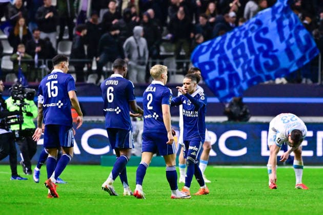 FOOTBALL : Paris FC vs Marseille - Ligue 1 - 31 01 2026 Ilan KEBBAL ( 10 - PFC ) and PFC players celebrate following the Ligue 1 match between Paris FC and Olympique de Marseille at Stade Jean Bouin on January 31, 2026 in Paris, France. ( Photo by Federico Pestellini PsnewZ ) - ParisFrance  Copyright: xFedericoxPestellinix