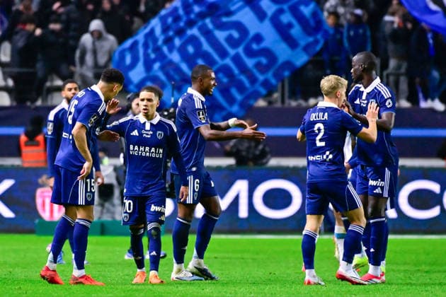 FOOTBALL : Paris FC vs Marseille - Ligue 1 - 31 01 2026 Ilan KEBBAL ( 10 - PFC ) and PFC players celebrate following the Ligue 1 match between Paris FC and Olympique de Marseille at Stade Jean Bouin on January 31, 2026 in Paris, France. ( Photo by Federico Pestellini PsnewZ ) - ParisFrance  Copyright: xFedericoxPestellinix