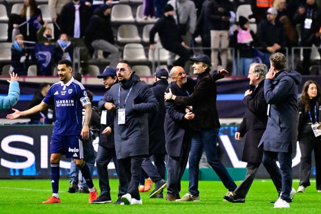 FOOTBALL : Paris FC vs Marseille - Ligue 1 - 31 01 2026 Antoine Arnault ( owner PFC ) celebrates following the Ligue 1 match between Paris FC and Olympique de Marseille at Stade Jean Bouin on January 31, 2026 in Paris, France. ( Photo by Federico Pestellini PsnewZ ) - ParisFrance  Copyright: xFedericoxPestellinix